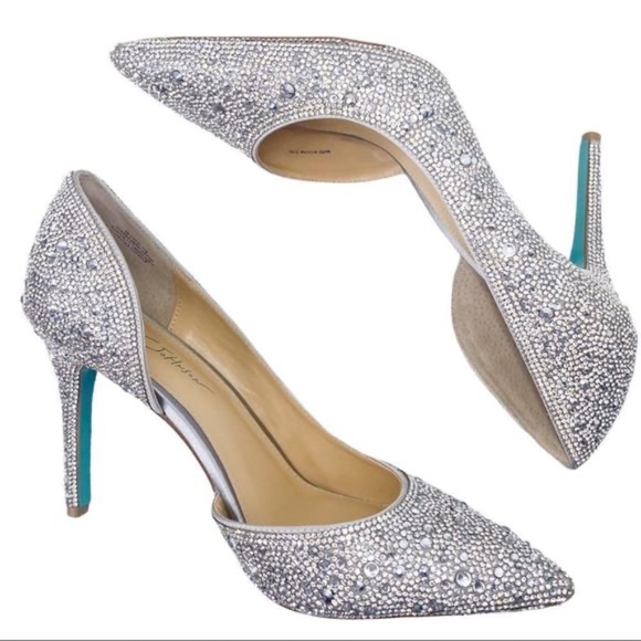 Betsey Johnson Hazil Silver Dress Pumps Stiletto Heels Crystal Evening Shoes 8 - Picture 13 of 13